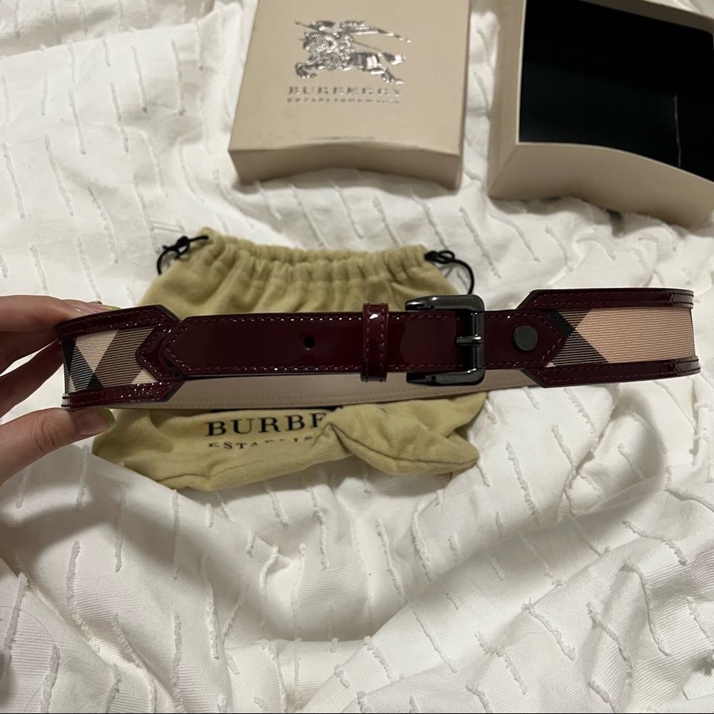 Burberry Nova Check Heart Print Coated Canvas Belt